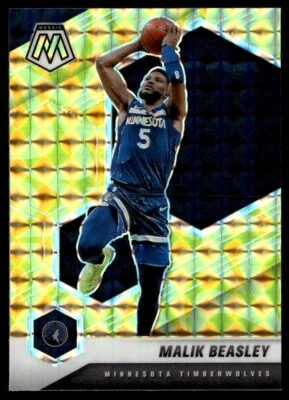 2020-21 Panini Mosaic Malik Beasley Yellow Reactive Prizm #162 Timberwolves - Image 1 of 2