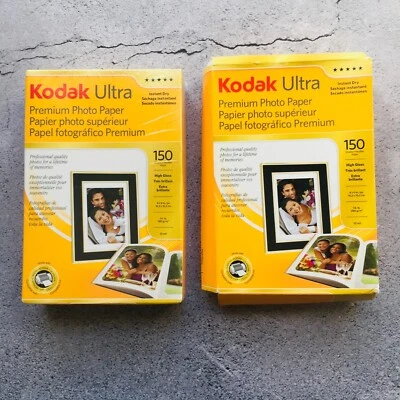 Kodak Ultra Premium Alto Brillo 150 Hojas 4"x6" Papel Fotográfico Lote de 2 Foto 1 de 4