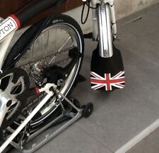 Brompton full grain leather front Mudflap with Union Jack: Black edition.