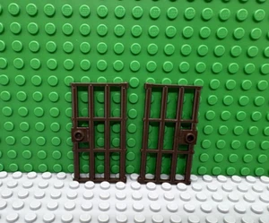 Lego 2 Dark Brown door 1x4x6 barred with stud handle NEW - Picture 1 of 1