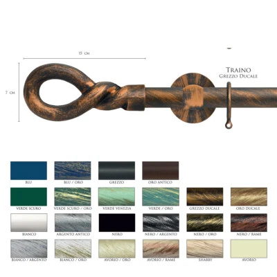 Scorritenda Corda Strappo Bastone 25mm Tenda Ferro Battuto Terminale TRAINO Vami - Immagine 1 di 2