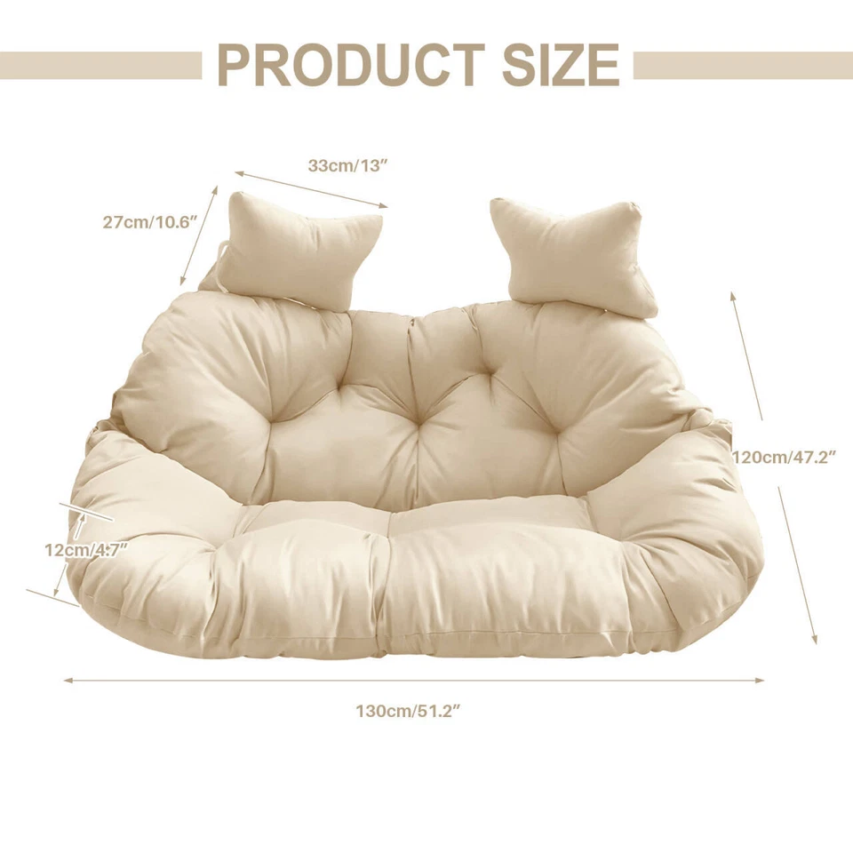 Cojín de silla oscilante doble huevo impermeable repuesto almohadillas suaves para silla colgante  Foto 1 de 4