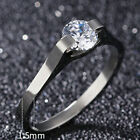 1.5mm Titanium Steel Wedding Silver Ring Womens Engagement AAA Cz Ring Size 5-10