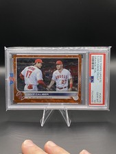 Mike Trout Shohei Ohtani 2022 Topps Update Series #US115 Orange Foil /299 PSA 10