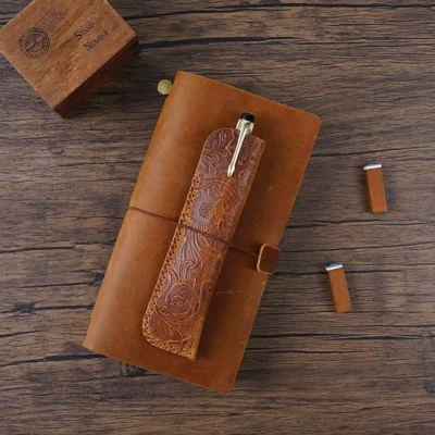 Echt Leder Etui für 1 bis 2 Stifte Tasche Füllfederhalter Kugelschreiber F22 - Bild 1 von 4