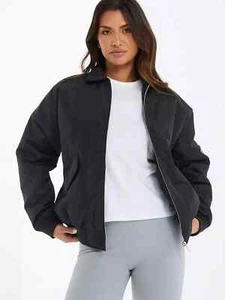 Quiz Oversized Bomber Jacket - Black - Size Small - RRP £45 - BNWT - Picture 1 of 6