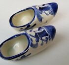 Vintage Delfts Hand Painted Miniature Dutch Clogs Holland Shoes Blue And White