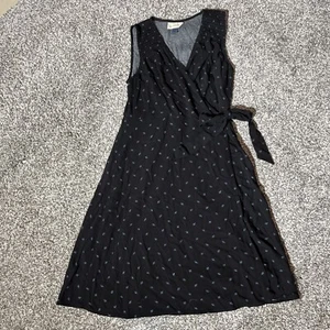 WOMENS S UNIVERSAL THREAD SLEEVELESS DIAMOND V-NECK WRAP DRESS, Black - Picture 1 of 8