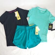 3 PC Girls Activewear Lot Tops Shorts SIZE XS Teal Black Green Champion All In M