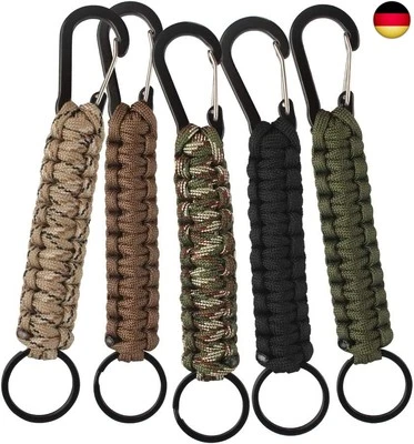 MARKE HEQISHUN 5 Stück Schlüsselanhänger Paracord Outdoor mit Karabinerhaken Schlüsselbänder Ou