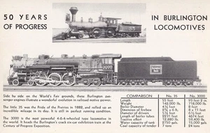 Two Burlington Route Locomotives Postcards 1933 Chicago's World's Fair Trains - Picture 1 of 4