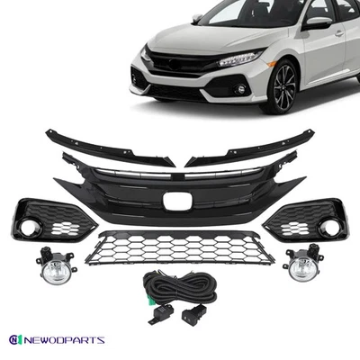 Fits 2017-2019 Honda Civic HB Sport/Touring 4DR Front Grille Fog Light Kit 8pcs Foto 1 de 4