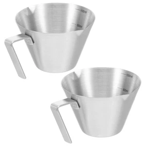 2 Pcs Measuring Cups Stainless Steel Espresso Shot Coffee Pitcher - Picture 1 of 12