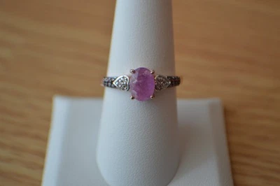 Anillo de 2,10 quilates Ilakaka zafiro rosa/circón 18 quilates RG enchapado sobre plata fina talla 8 Foto 1 de 4