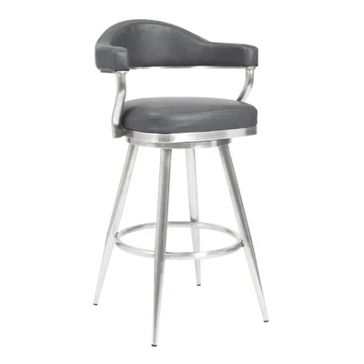 Armen Living Amador 30" Bar Height Barstool in Brushed Stainless Steel and Vinta - Image 1 of 4