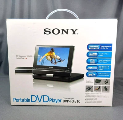 Sony DVP-FX810 8" WIDESCREEN Portable DVD Player Complete remote, battery TESTED - Image 1 of 4