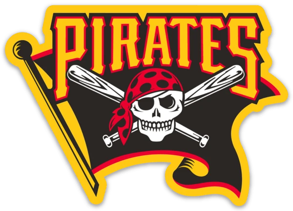 Pittsburgh Pirates Logo Type Flag Pirate & Crossbats MLB Baseball Die-Cut MAGNET - Image 1 of 1