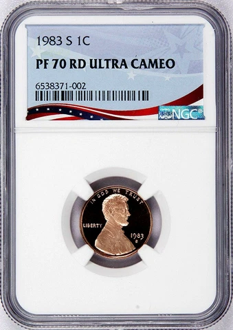 1983-S Lincoln Cent Graded PF70RD Ultra Cameo by NGC - Registry Quality Coin Cover
