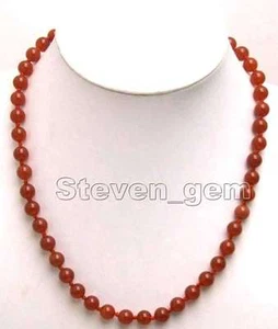SALE Small 8mm Round Natural High Quality Red agate 17" necklace -nec5597 - Picture 1 of 3