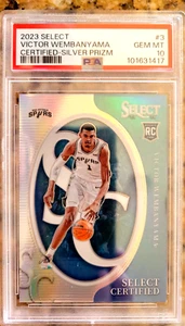 2023 PANINI SELECT CERTIFIED SILVER PRIZM #3 VICTOR WEMBANYAMA ROOKIE RC PSA 10 - Picture 1 of 2