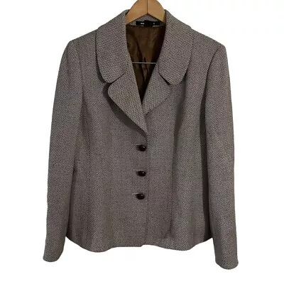 Blazer Traje Chaqueta Ellen Tracy Mezcla Lana Talla 12 Beige y Marrón Manchado Top Foto 1 de 4