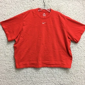 The Nike Tee Top Shirt 2XL Adult Red Loose Fit Swoosh Cropped Pullover Women XXL - Picture 1 of 8