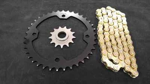 JUEGO DE CADENA TÓRICA Y PIÑÓN Y ORO YAMAHA RAPTOR 250 14/38 2008 - 2013 negro - Imagen 1 de 3