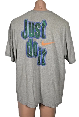 VTG 90s 80s NIKE Gray Just Do It Logo USA T-Shirt Sz XL 2-sided - Image 1 of 4