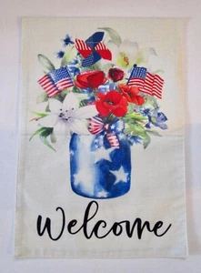 Patriotic/July 4th Welcome Garden Flag - 12"x 18" - Double Sided - Picture 1 of 2