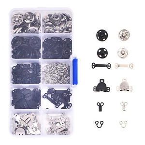 100 Pair 3 Styles Sewing Hook & Eye Closure Snap Fastener Clothing Fixing Tool - Picture 1 of 9
