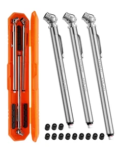 Pencil Tire Pressure Gauge (10-75PSI,100PSI,120PSI), Valve Caps with Case, Stain - Picture 1 of 7