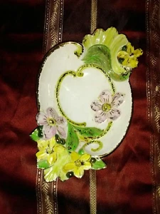 Plato de caramelo antiguo vintage ART NOUVEAU DOGWOOD amarillo con pedestal de margarita :) - Imagen 1 de 5