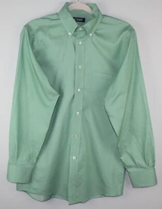 Camicia elegante CHAPS uomo Med 32-33 verde con bottoni manica lunga senza rughe - Foto 1 di 9