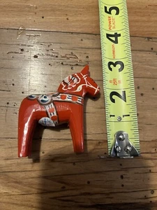 VINTAGE NILES OLSSON SWEDEN ORANGE RED 3” TALL HORSE WITH STICKER - Picture 1 of 7