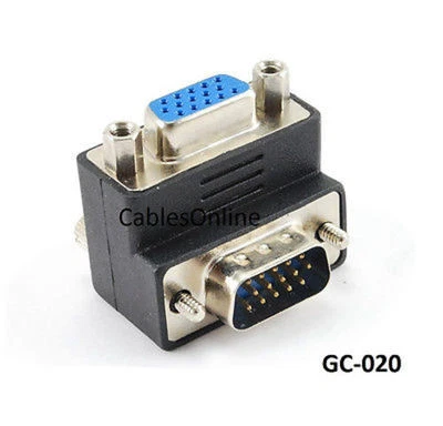 VGA (HD15 Pin) 90-Degree Male to Female Right Angle Video Adapter, GC-020 - Image 1 of 3