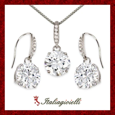 Raffinata Parure Brillante in Argento 925 Rodiato Oro Bianco - Immagine 1 di 4