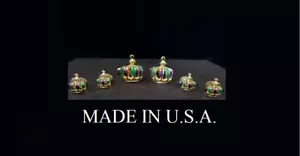 Rare New Gold tone and Enamel Crowns cufflinks studs Mardi Gras Saints U.S.A. - Picture 1 of 1