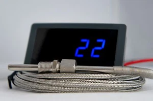 Universal Car Exhaust Temperature Gauge Kit 1/8" NPT, EGT. 3m Cable. Blue LED - Picture 1 of 9