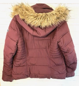 Woman’s Abercrombie & Fitch Fur Lined Winter Coat Women's Large Burgundy - Picture 1 of 11