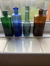 Antique Poison Bottles Blue, Green Light Green, Brown