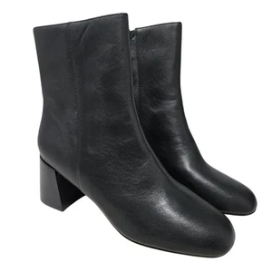 NUEVO Ann Taylor 8 Botín Negro Cuero Minimalista Gótico Carrera Capricho - Imagen 1 de 4