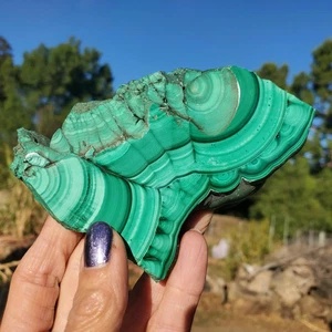 Malachite Chrysocolla Crystal Polished Slice Slab | Hand-Picked 262 Grams - Picture 1 of 14