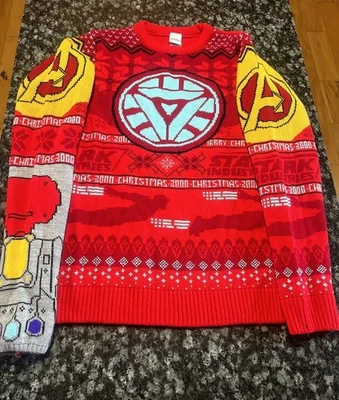 Suéter Marvel Avengers Endgame Para Hombres Pequeño Feo Navidad Vacaciones Iron Man Tejido Foto 1 de 4