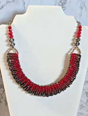 Nakamol дизайн воротник ожерелье нагрудник яркий красный, коктейль, ослепительный, заявление - Изображение 1 из 4