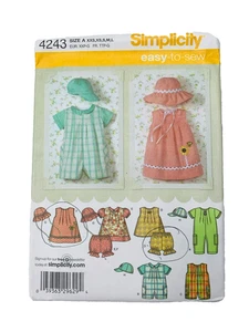 Simplicity 4243 Baby Kleid Strampler Shorts Sonnenhut, 7-24 Pfund NB bis 18 Monate - Bild 1 von 2