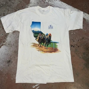 Vintage California Cup VII Oak Tree Santa Anita Shirt Size Large Ivory 1996 - Picture 1 of 4
