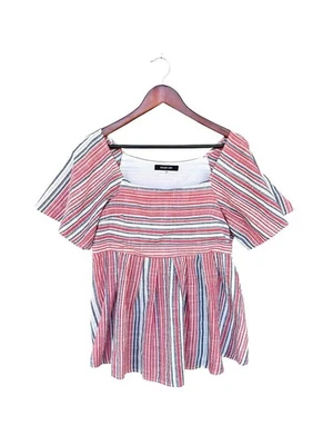 САХАРНЫЕ ГУБЫ красный белый синий вересковый в полоску хлопок квадратный вырез крестьянский верхний средний - Изображение 1 из 4