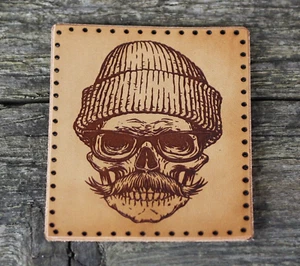 Skull leather patch, Skull sew, Rocker accessories, Motorcycle patches. - Picture 1 of 5