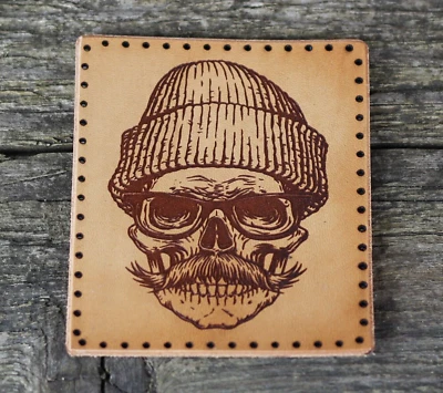 Skull leather patch, Skull sew, Rocker accessories, Motorcycle patches. - Image 1 of 4