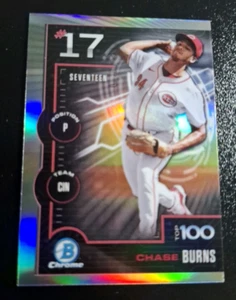 2025 BOWMAN CHROME SCOUTS TOP 100 PROSPECTS #BTP-17 CHASE BURNS CINCINNATI REDS - Picture 1 of 2